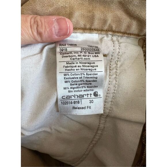 Carhartt men's relaxed fit distressed tan shorts 30 - Picture 4 of 4